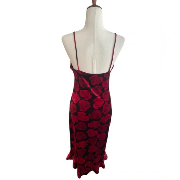VINTAGE HOT KISS Velvet Floral Rose High-Low Dress - Picture 6 of 14
